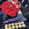 Heart Box filled with Roses and chocolates 
