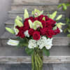 All around .  
The picture is premium size. 2Dz red roses