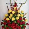 This beautiful arrangement comes with 36 roses half red and half yellow