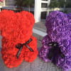 Stunning purple rose bear made of soft synthetic roses. These custom-made bears