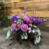 Send this passionate bubble bowl filled with lavender roses, shades of purple