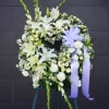 Standing wreath with all white fresh flowers
STANDARD: FIRST PHOTO
DELUXE: SECOND PHOTO