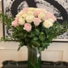 We send the pink roses high-quality rose bouquet with large pink flower