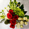 A romantic bouquet of arranged groups of flowers