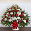 Majestic red and white blooms symbolize a special tribute of heartfelt love