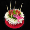 Floral cake including fresh flowers and candles. CUSTOMER CAN CHOOSE ANY COLOR.
