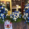 Mixed flowers in blue and white 2 easels for each side of