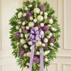  -  - Lavender and white. Small funeral standing spray. Elegant