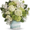 This frosted cylinder arranged single face with white and green and creme/gray.