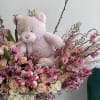 Baby Girl Arrangement beautifully arranged in a white vase. 
Each arrangement recreated