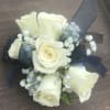 White Spray Roses, babies breath &amp; rhinestone spray with your choice of