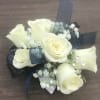 White Spray Roses, babies breath &amp; rhinestone spray with your choice of