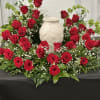 Red Roses with Baby&#039;s Breath Urn Arrangement