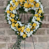 Yellow and white flowers help to provide a peaceful and pure setting