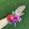 Wrist Corsage with Orchid, Rose and other flowers.