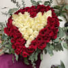 3 dozen red roses and 2 doz white roses shaped as a