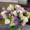 purple, white pinks