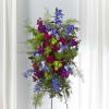 Carnations, iris, delphinium, stock