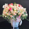 25 Roses, White Lilies, Baby Breath, Peonies, Mini Carneichos, Mini Carnations, Cymbidium