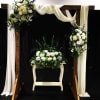 LOCAL RENTAL  of our beautiful handmade wooden wedding arch draped with