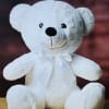 White Teddy Bear 
14 inches while sitting, from head to bottom
Soft and