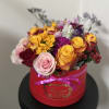 roses, sunflowers, pompon.