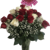 Great for any occasion red and white roses for that special person