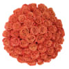 This bouquet showcases a range of roses in orange shades, from deep