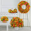 This autumnal&ndash;hued sympathy set features traditional arrangements meant for celebrating the life