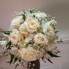 Beautiful white spray and garden roses, white alstroemeria blend in to hydrangea