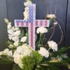 Sentiment on solar lighted cross: &quot;Pledge allegiance to the flag of the