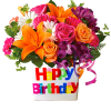 Get the party started with this beautiful birthday bouquet! Trimmed in curling