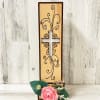 Locally hand crafted wooden lamp with silk floral accents that includes white