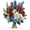 A colorful tribute for someone special. Red, White and Blue is perfectly