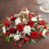 Lantern centerpiece fresh xmas greens fresh flowers, picture shown is premium