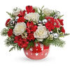 Holiday gatherings sparkle with this joyful winter rose bouquet that&#039;s adorned with