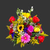 nice mix of spring flowers in a basket. Mix of sunflowers, white