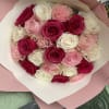 This beautiful bouquet is created using three different color long stem fresh