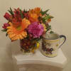 Unique authentic hand painted in Italy &quot;Pomegranate&quot; mug decorated with fresh mixed