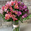Beautiful and bright alstroemeria in a trio of matching colors make for