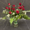 Our take on a traditional design of a dozen long stem Red