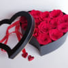 Roses in heart box. Boxes available only in premium size.  Roses