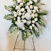 An all white tribute, this funeral spray is pure and tranquil. Featuring