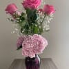 Presenting the Romantic Blush bouquet, an exquisite display of long-stem fuchsia roses