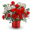 An unforgettable V-Day is yours with this radiant red rose bouquet, presented