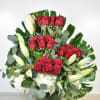 24 beautiful long stem red roses combined with white lilys and white