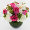 Her Majesty is a floral arranged with white hydrangeas hot pink Ecuadorian