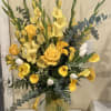 Yellow roses vase arrangement