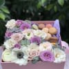 Gift box N.4 Sweet square box with flowers and macaroons
