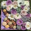 Gift box N.4 Sweet square box with flowers and macaroons

